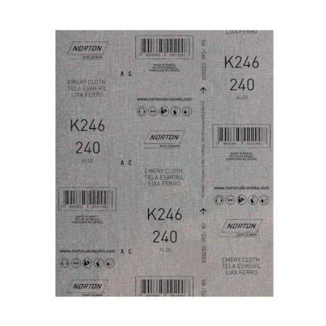 25 Lixas para Ferro Grão 240 Folha de 225X275mm K 246 NORTON