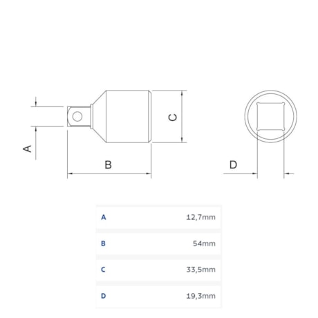 Adaptador para Soquete em Aço Cromo Vanádio 3/4