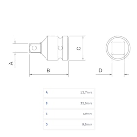 Adaptador para Soquetes de Impacto 3/8