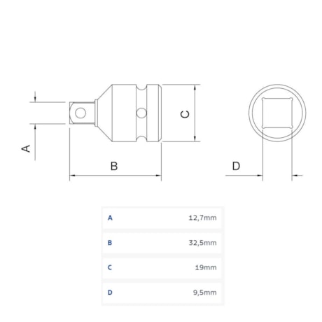 Adaptador para Soquetes de Impacto 3/8