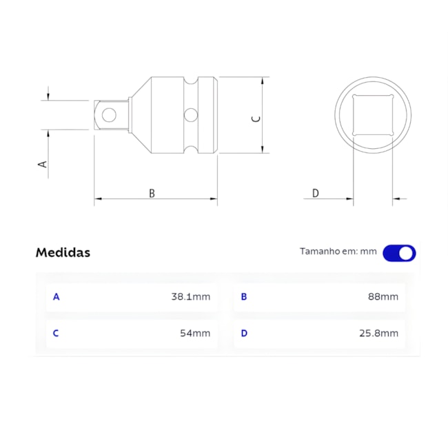 Adaptador Soquetes de Impacto Encaixe 1