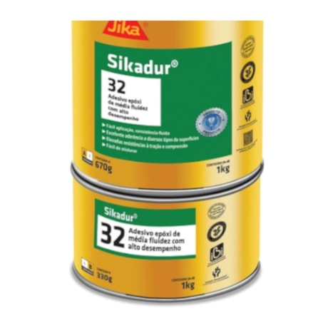 Adesivo Epóxi Cinza A+B Lata 1 Kg SIKADUR 32 SIKA-f4662606-01fc-424b-a864-c73f8f7d942b