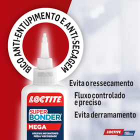 Adesivo Instantâneo 100gr SUPER BONDER MEGA 100 LOCTITE