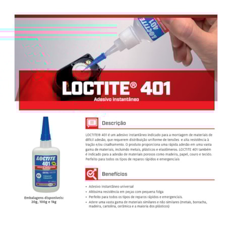 Adesivo Instantâneo Cianoacrilato 100g 401 LOCTITE-4b6970e1-043c-4eda-9f97-66d745ec84bb