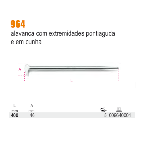 Alavanca para Mecânico Pontiaguda com Cunha 400mm 9640001 BETA