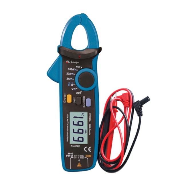 Alicate Amperímetro Digital 100A AC/DC CAT III ET-3320A MINIPA-999e4be9-ee06-4039-874b-1bb92e076faf
