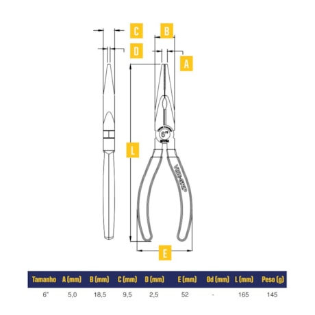 Alicate Bico Meia Cana 6