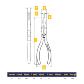 Alicate Bico Meia Cana 6