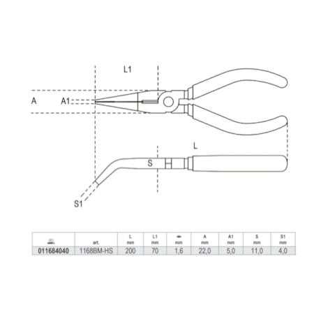 Alicate Bico Meia Cana Curvo 8