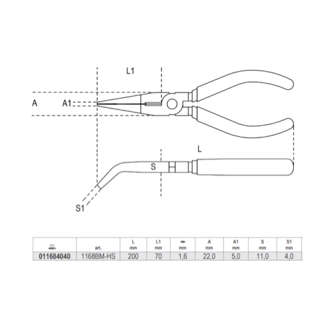 Alicate Bico Meia Cana Curvo 8