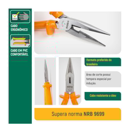 Alicate de Bico Meia Cana Curto 6