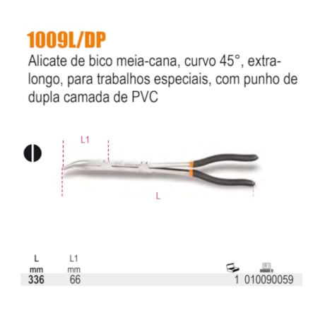 Alicate de Bico Meia Cana Curvo 13,5