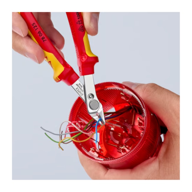 Alicate de Corte 9 mm Isolado 1000V VDE para Eletrônica 78 06 125 KNIPEX-4108e054-ec8e-41c3-8f5a-fc627d803b24