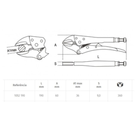 Alicate de Pressão Mordentes Côncavos 8