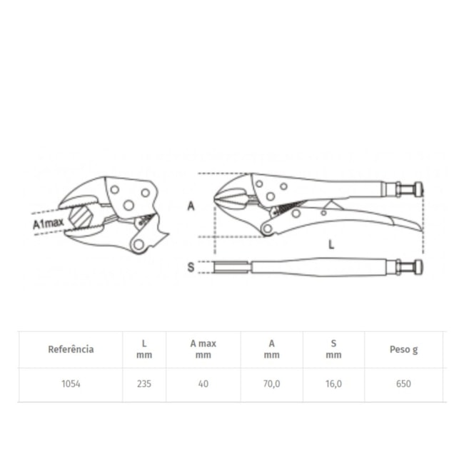 Alicate de Pressão Mordentes Retos 10
