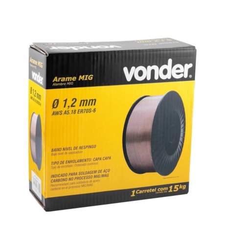 Arame MIG Sólido ER70S-6 Aço 1,20mm Bobina de 15kg 7436012015 VONDER