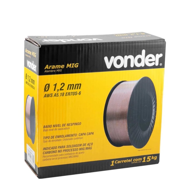 Arame MIG Sólido ER70S-6 Aço 1,20mm Bobina de 15kg 7436012015 VONDER-f78ec4bb-2a2c-41e7-a67d-3bb50439d665