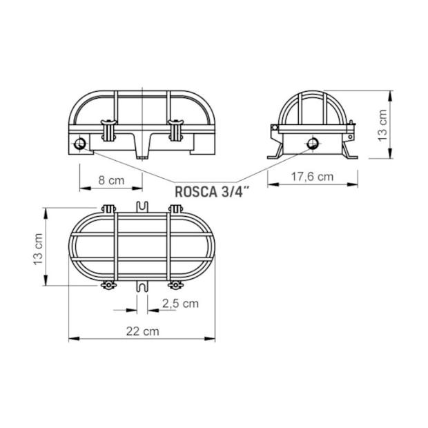 Arandela Tartaruga 100W E27 56158/010 TRAMONTINA ELETRIK-97338eb1-83af-46d5-a865-b17433309558