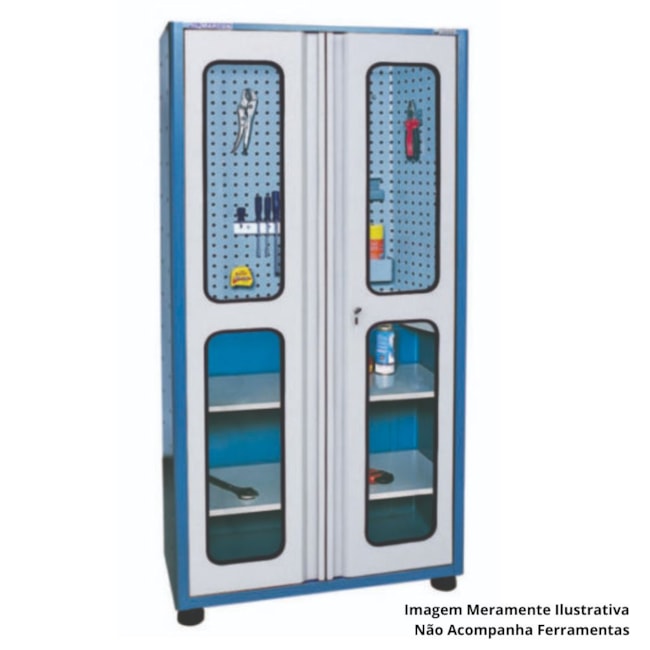 Armário Compacto para Ferramentas com 2 Portas Visores de Vidro e 2 Prateleiras AM-74 MARCON-19324bcd-2ce8-4261-83f4-d4b2b95887f9