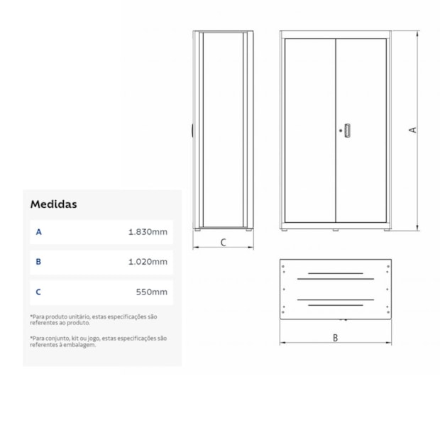 Armário para Ferramentas com 2 Portas Azul 44955/210 TRAMONTINA PRO-d3ef6dbd-bb64-40ce-956c-4c6da3557cad