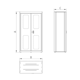 Armário para Ferramentas com 2 Portas e 5 Gavetas Vermelho 44955323 TRAMONTINA PRO