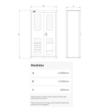 Armário para Ferramentas com 2 Portas e 5 Gavetas Visor Acrílico 44955024 TRAMONTINA PRO-45696971-62fa-4cef-b886-62816f3cd109