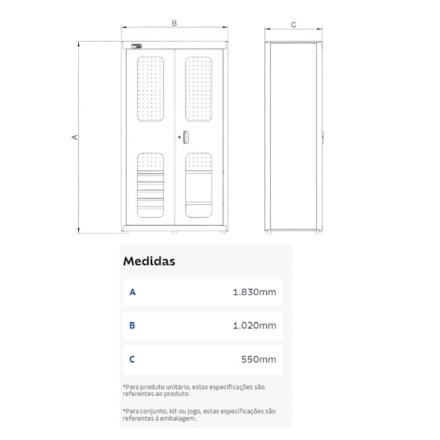 Armário para Ferramentas com 2 Portas e 5 Gavetas Visor Acrílico 44955024 TRAMONTINA PRO-948f9934-19e3-462b-8e2c-1c10986e963e