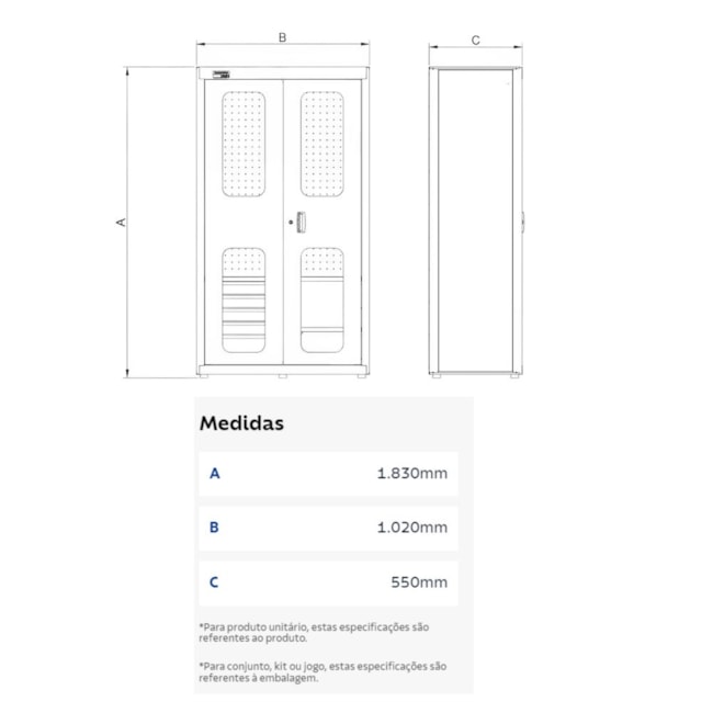 Armário para Ferramentas com 2 Portas e 5 Gavetas Visor Acrílico 44955024 TRAMONTINA PRO-ad054fc3-94d7-44e7-b424-f391f01829cc