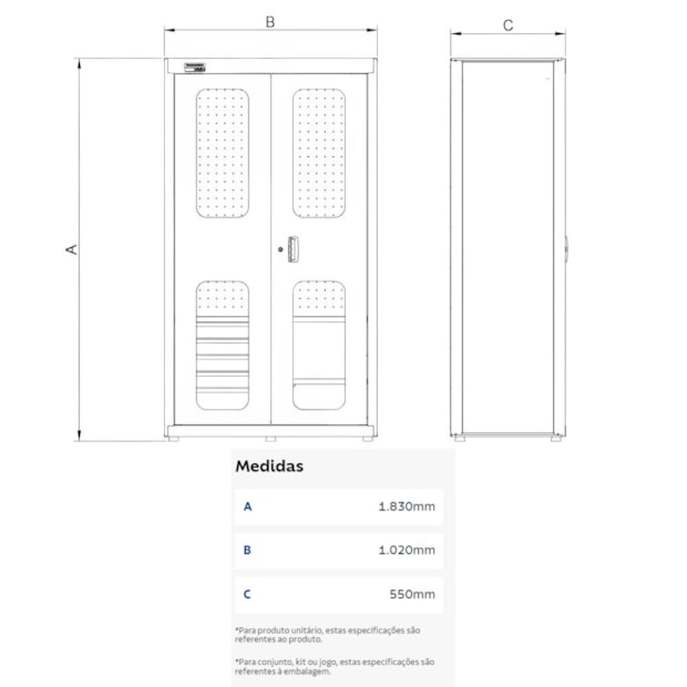 Armário para Ferramentas com 2 Portas e 5 Gavetas Visor Acrílico 44955224 TRAMONTINA PRO-29764c4f-49a5-4f8e-ade3-45b36070fe06