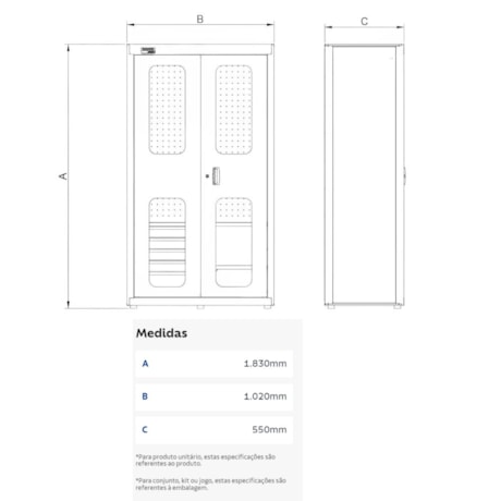 Armário para Ferramentas com 2 Portas e 5 Gavetas Visor Acrílico 44955424 TRAMONTINA PRO-350e958a-61bd-430d-9c3c-6c816235ed7b