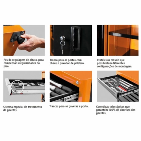 Armário para Ferramentas com 2 Portas e 5 Gavetas Visor Acrílico Cinza 44955/423 TRAMONTINA PRO-4d5cd4d7-8e9b-4d51-a6e0-6640c7e0ae3a