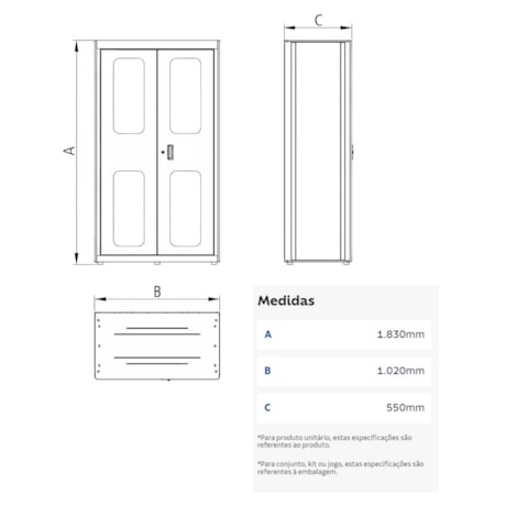 Armário para Ferramentas com 2 Portas e 5 Gavetas Visor Acrílico Cinza 44955/423 TRAMONTINA PRO-c0545025-e316-41a8-aaba-1493d14e42aa