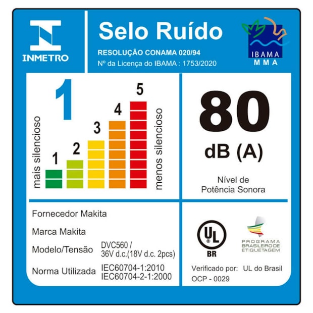 Aspirador de Pó 5 Litros 36V sem Bateria e sem Carregador DVC560Z MAKITA-96619159-68e3-43ac-ab79-e4b35a304881