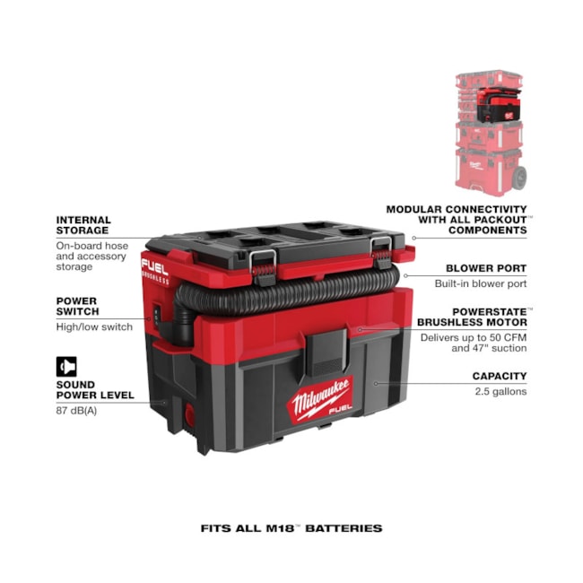 Aspirador de Pó e Líquido 9 Litros 18V sem Bateria e Carregador 0970-20 MILWAUKEE-ff33d835-360a-40a3-834c-b73797d8341a