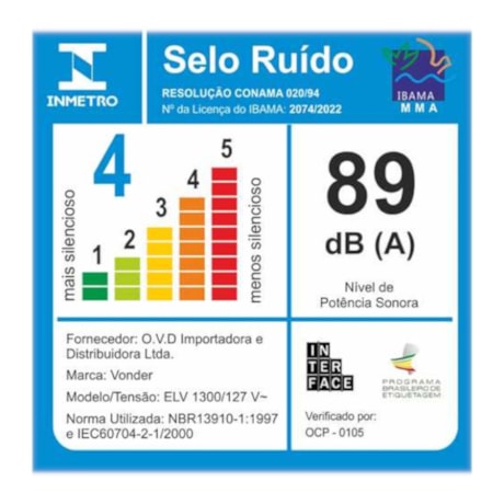 Aspirador e Extrator de Pó e Líquido 180mbar 350M/H 1300W ELV 1300 VONDER-d5c3f984-6911-4406-b375-57d7b5fb0ee9