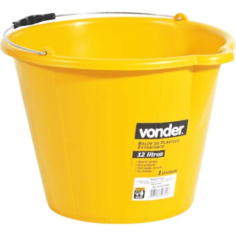 Balde de Plástico Extraforte 12 litros Amarelo 3315012002 VONDER-1538c7ce-fd44-451a-9b05-f64930388f5d