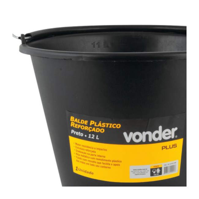 Balde Plástico para Concreto Reforçado 12 Litros 3315012100 VONDER-8a9c6d61-bb03-4721-98c3-d7098809db90