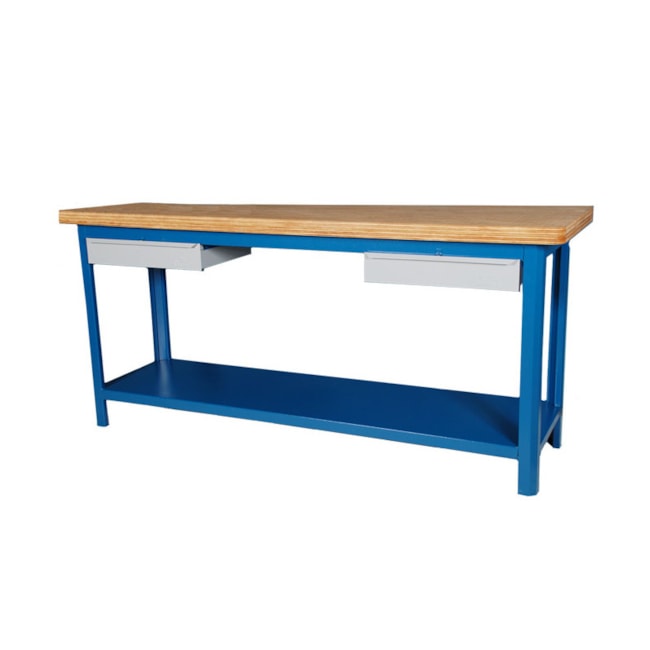 Bancada Aberta com 2 Gavetas Tampo em Compensado 2000mm Azul 202-CD FERCAR-b4f04914-5ac4-4529-be66-dbf1fec6ed90