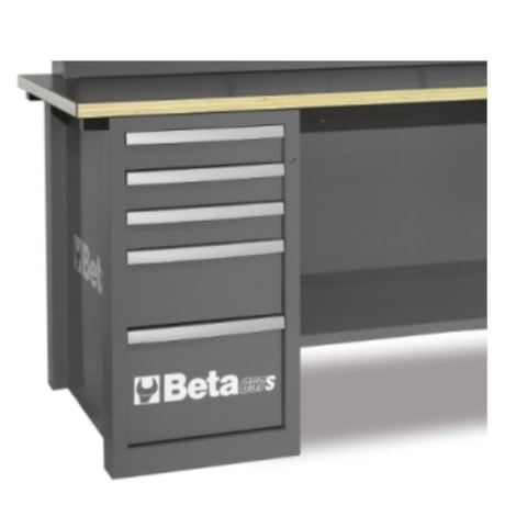 Bancada com Painel Persiana e 5 Gavetas Cinza C57S A BETA-61769610-47a8-464d-b660-94d2b6882b9e
