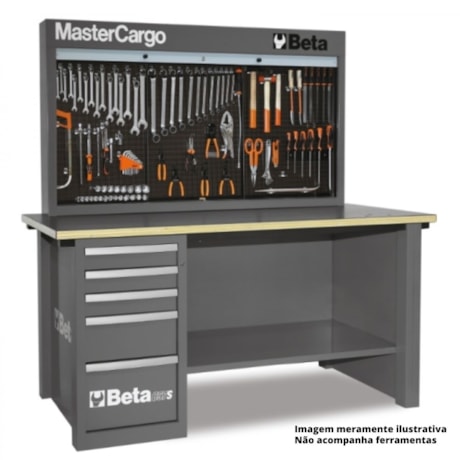 Bancada com Painel Persiana e 5 Gavetas Cinza C57S A BETA-e2514048-e947-4421-b706-b9784d76dcf8