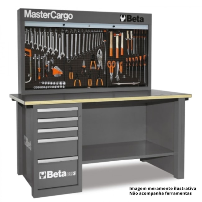 Bancada com Painel Persiana e 5 Gavetas Cinza C57S A BETA-ad520675-a92e-45fb-a0ce-0ccc9c0cf909