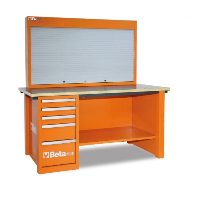 Bancada com Painel Persiana e 5 Gavetas Laranja C57S A BETA-19821389-19ae-446d-bbb7-6b0ea3f82c30