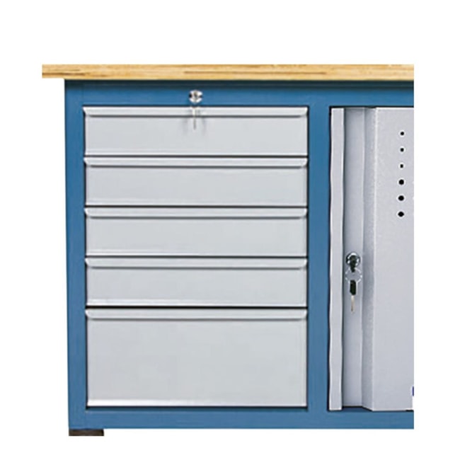 Bancada de 5 Gavetas e 1 Porta com Tampo Madeira e Painel Desmontado 2004 MARCON-df887274-f9d4-4218-b825-7c208f886177