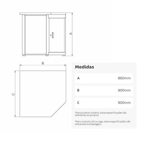 Bancada de Canto com 1 Porta Cinza 44954452 TRAMONTINA PRO-adf9c15d-dba2-44e7-8628-fdff061421c5