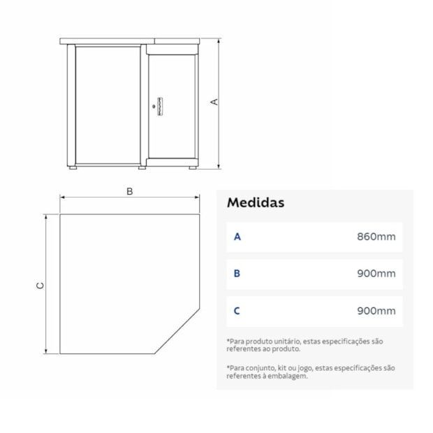 Bancada de Canto com 1 Porta Cinza 44954452 TRAMONTINA PRO-3cfe8cca-13d1-47f1-b496-b73c85ded069