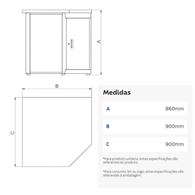 Bancada de Canto com 1 Porta Laranja 44954052 TRAMONTINA PRO-b3f14983-59fe-4bfc-b105-8357737cfe71