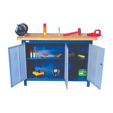 Bancada Fechada com 2 Prateleiras e 3 Portas 150CDF FERCAR-86eced32-b251-4426-a058-545ac180df14