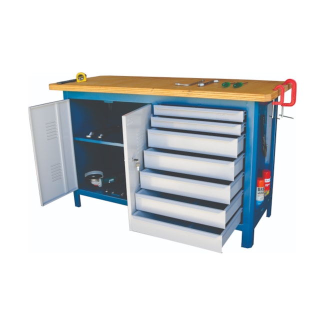 Bancada Fechada com 7 Gavetas Azul 157CDF FERCAR-30db1144-79f6-4235-ac5f-d81891e775c9
