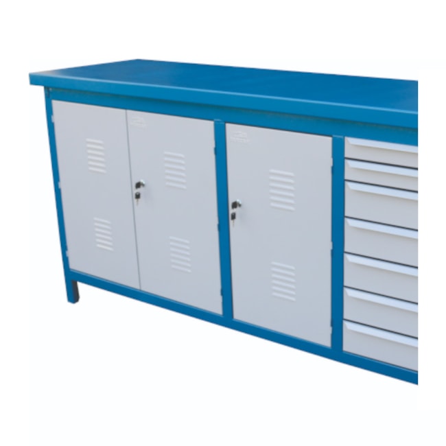 Bancada Fechada Tampo em Aço 7 Gavetas Azul 207AF FERCAR-b02ff298-8d25-46d4-922a-00d8d8b23b46