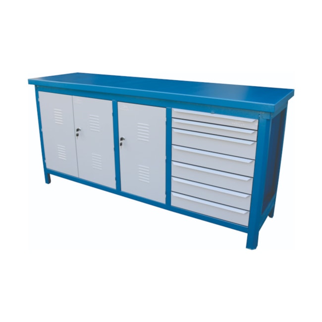 Bancada Fechada Tampo em Aço 7 Gavetas Azul 207AF FERCAR-f3a4eee5-9c06-42d0-b907-eb452e2daa61